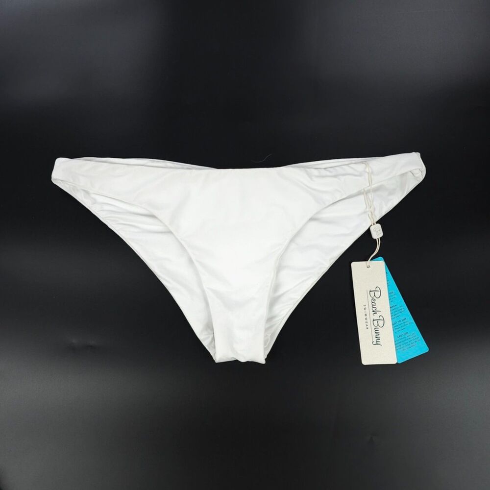 NWT Beach Bunny Stephanie Full Coverage Ruched Bikini Bottom White Minimal Y2k